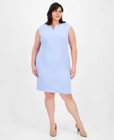 Kasper Plus Size Sleeveless V-neck Sheath Dress In California Sky