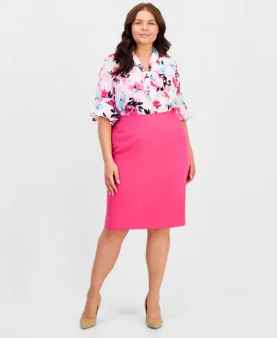 Kasper Plus Size Slim Pencil Skirt In Pink