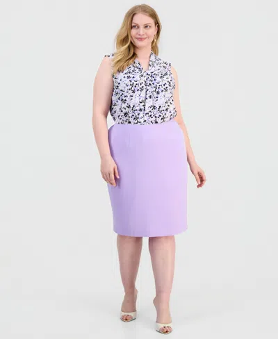 Kasper Plus Size Slim Pencil Skirt In Purple
