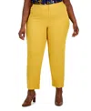 Kasper Plus Size Mid-rise Straight-leg Slit-hem Pants In Gold