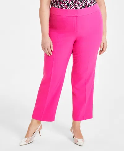 Kasper Plus Size Straight-leg Pants In Pink Perfection