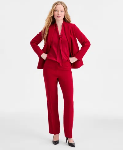 Kasper Plus Size Straight-leg Pants In Red