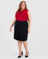 Kasper Plus Size Stretch Crepe A-line Skirt In Multi