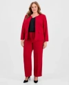 Kasper Plus Size Stretch Crepe Blazer Pants In Red