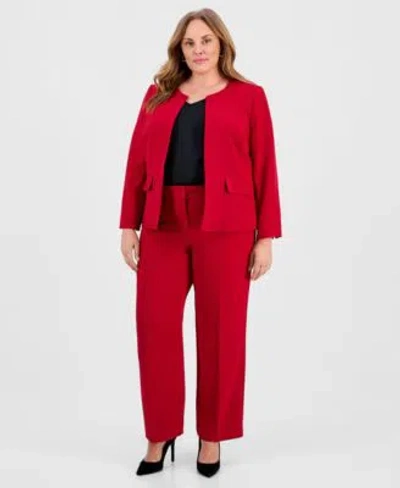 Kasper Plus Size Stretch Crepe Blazer Pants In Red