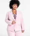 Kasper Plus Size Stretch Crepe One-button Blazer In Tutu Pink