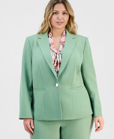 Kasper Plus Size Stretch-crepe Single-button Seamed Jacket