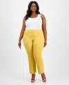 Kasper Plus Size Stretch-crepe Straight-fit Suit Pants In Butterscotch