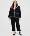 Kasper Plus Size Stretch Crepe Two-button Blazer In Blue