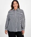 Kasper Plus Size Striped Blouse In Blue
