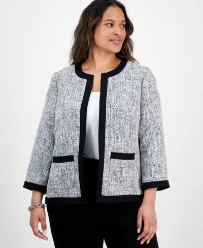 Kasper Plus Size Tweed Framed Jacket