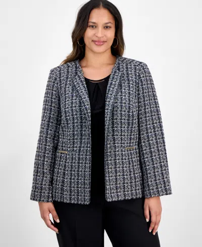 Kasper Plus Size Tweed Metallic-trim Jacket