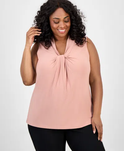 Kasper Plus Size Twist-front Shell Top