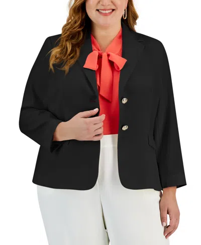 Kasper Plus Size Two-button Blazer In Black
