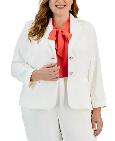 Kasper Plus Size Two-button Blazer In White