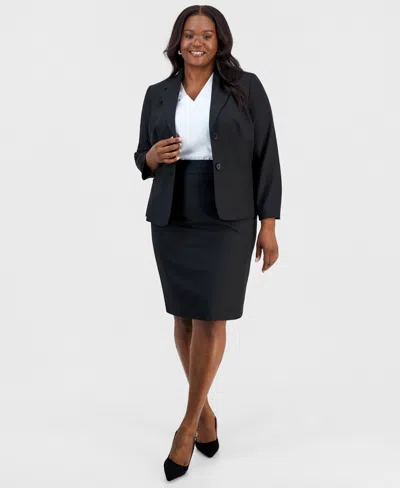 Kasper Plus Size Washable Bi-stretch Knee-length Pencil Skirt In Multi