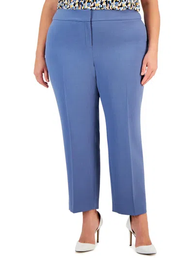 Kasper Plus Womens Ankle Solid Trouser Pants In Blue