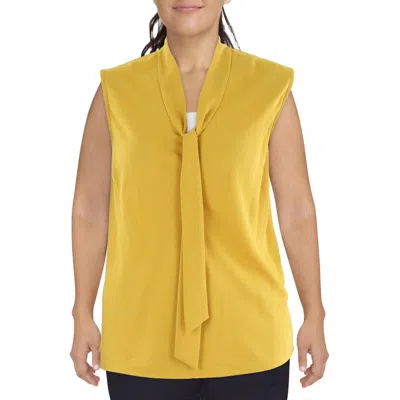 Kasper Plus Womens Bow Chiffon Shell