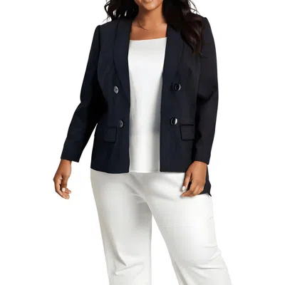 Kasper Plus Womens Collar Polyester One-button Blazer