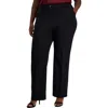 Kasper Plus Womens Compression Fit Viscose Straight Leg Pants In Black
