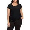 Kasper Plus Size Stretch Knit Short-sleeve Cowl-neck Top In Black