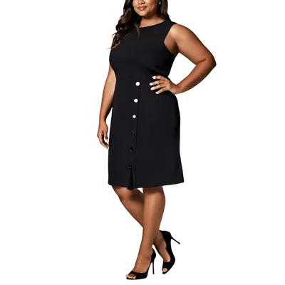 Kasper Plus Womens Crepe Midi Sheath Dress In Black