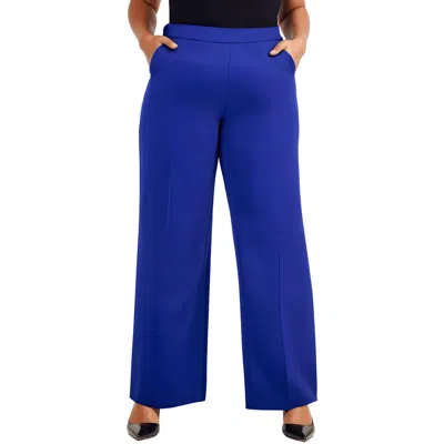 Kasper Plus Womens Crepe Wide Leg Trouser Pants