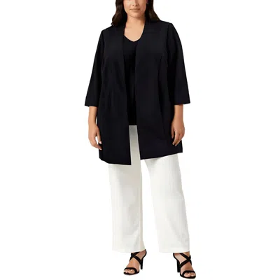 Kasper Plus Womens Cuffed Crepe Duster Blazer