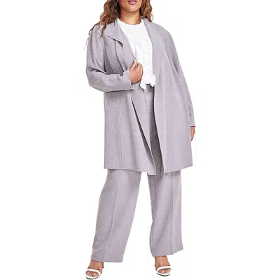 Kasper Plus Womens Drapey Crepe Cardigan Sweater In Grey