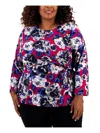 Kasper Plus Size Floral-print Side-knot Blouse In Multi