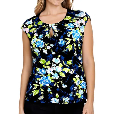 Kasper Plus Womens Floral Print Polyester Blouse