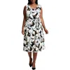 Kasper Plus Womens Floral Print Polyester Fit & Flare Dress