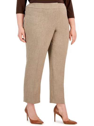Kasper Plus Womens Gathered Slim Leg Ankle Pants In Multi