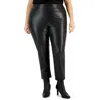 Kasper Plus Womens High Rise Faux Leather Ankle Pants In Black