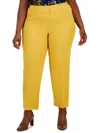 Kasper Plus Size Stretch-crepe Straight-fit Suit Pants In Gold