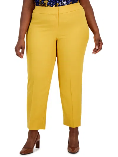 KASPER PLUS WOMENS HIGH RISE STRETCH STRAIGHT LEG PANTS