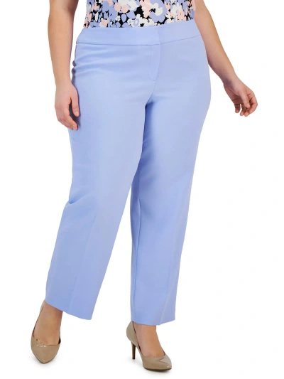 Kasper Plus Womens Highrise Stretch Ankle Pants In Blue