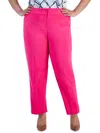 Kasper Plus Womens Highrise Stretch Ankle Pants In Multi
