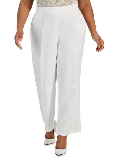 Kasper Plus Size Mid Rise Straight-leg Pull-on Pants In Lily White