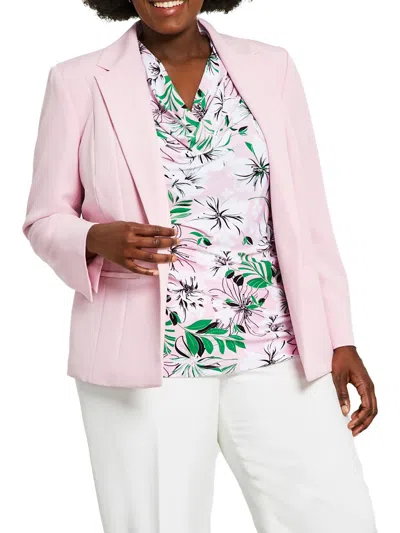 Kasper Plus Womens Long Sleeves Solid Blazer In Pink