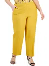 Kasper Plus Size Mid-rise Straight-leg Slit-hem Pants In Multi