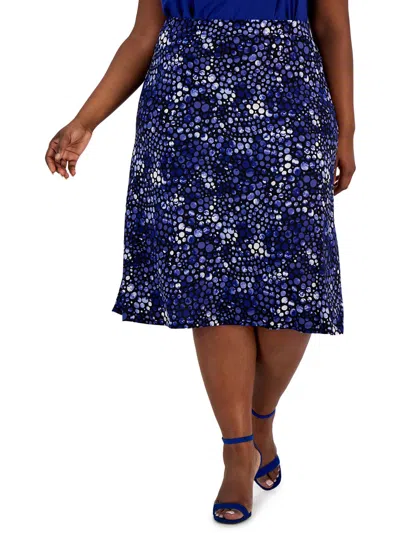 Kasper Plus Womens Midi Printed Midi Skirt In Multi