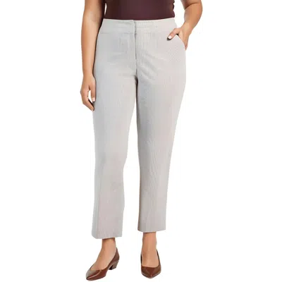 Kasper Plus Womens Pinstripe Manmade Straight Leg Pants In Gray