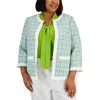 Kasper Plus Womens Plaid Knit Open Front In Multi
