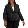 Kasper Plus Womens Plaid Office One-button Blazer In Multi