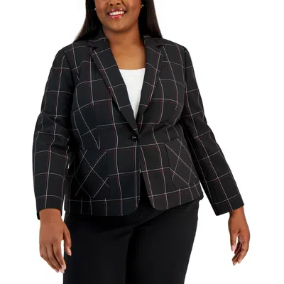 Kasper Plus Womens Plaid Office One-button Blazer In Multi