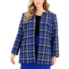 Kasper Plus Womens Plaid Polyester Open-front Blazer In Multi