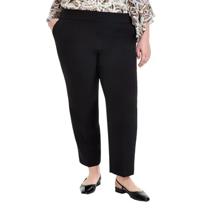 KASPER PLUS WOMENS POCKET POLYESTER STRAIGHT LEG PANTS