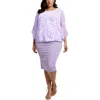 Kasper Blouse Top Womens Lavender Multi Ruffle Trimbell Sleeve Fts1210 In Purple