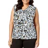 Kasper Plus Womens Printed Polyester Blouse
